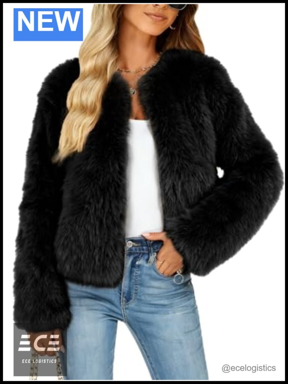 Faux Fur Coat Winter Warm Cropped Zip Up Jacket
